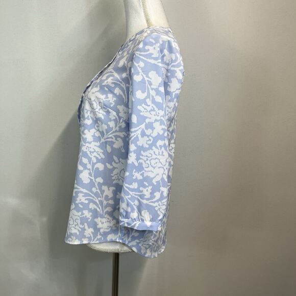 Talbots Blouse Tunic size Extra Small Lilac Purple White Floral Career Casual - Picture 4 of 6